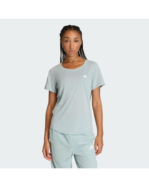 Adidas Blue Workout Essentials Scoop Neck T-Shirt