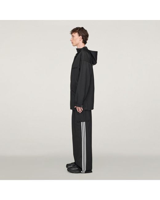Adidas Black Y-3 Refined Wool Hooded Top 3-Stripes for men