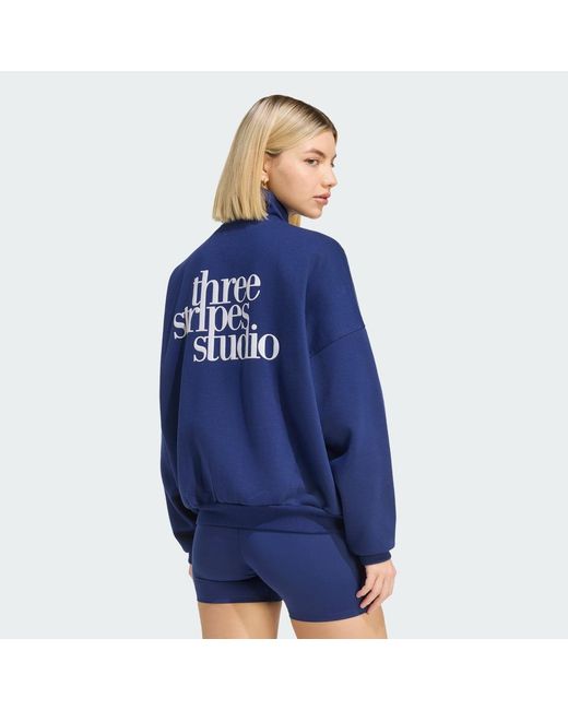 Adidas Blue 3 Stripes Studio Tracktop