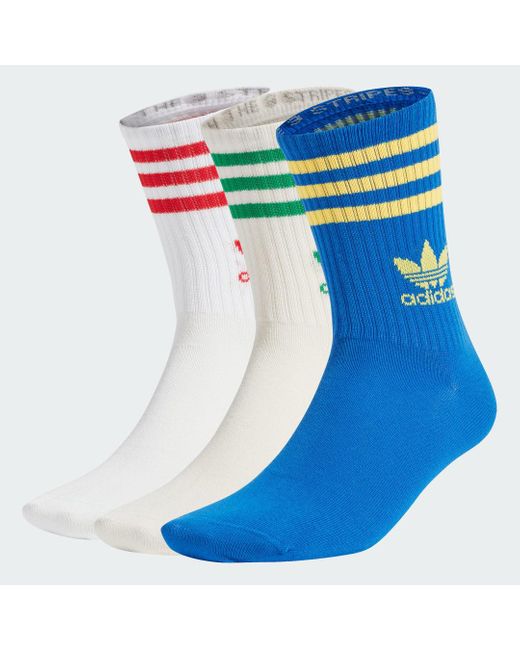 Adidas Blue Mid Cut Crew Socks 3 Pairs