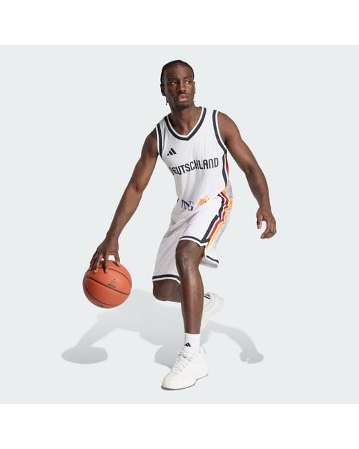 Adidas White Dbb Basketball Home Shorts for men