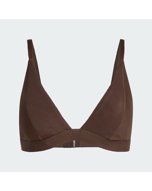 Adidas Brown Iconisea Ribbed Padded Triangle Bikini Top