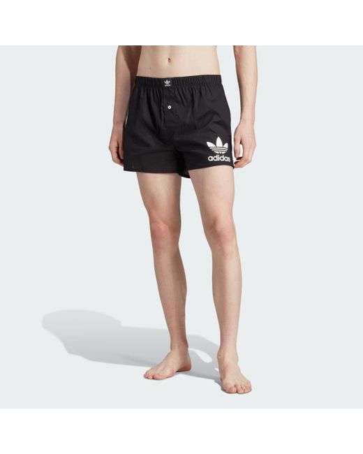 Adidas Black Comfort Core Cotton Icon Woven Boxer Underwear 2 Pack for men
