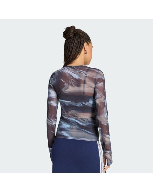 Adidas Originals Blue T-Shirt Adidas Badigirl Graphic Mesh Tee Strata/ Aurora Coffee/ Crystal Sky