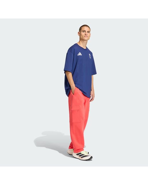 Adidas Blue Team Gb Loose Fit T-Shirt for men