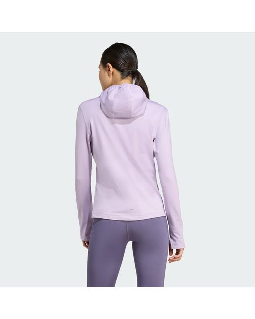Adidas Purple Own The Run Winterized Hooded Half-Zip