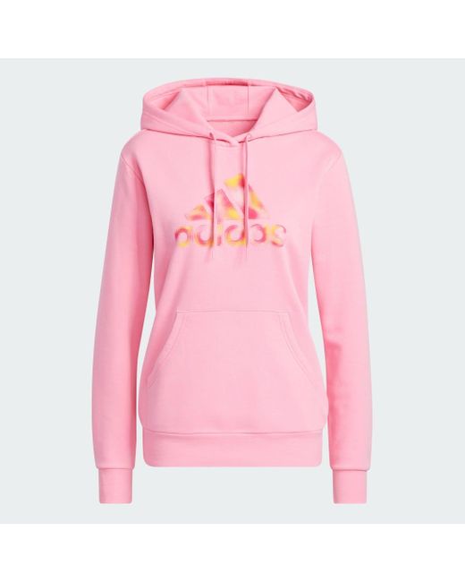 Adidas Pink Badge Of Sport Two-Tone Graphic Hoodie