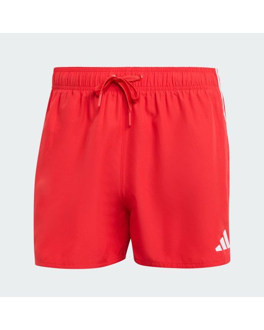 Adidas Red 3-Stripes Swim Shorts 3-Inch for men