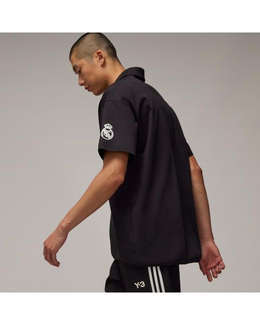 Adidas Black Y-3 Real Madrid Travel Short Sleeve Polo Shirt for men
