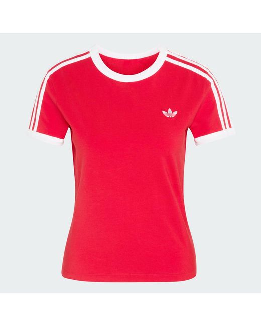 Camiseta Slim 3 Bandas Adidas de color Red