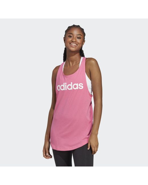 Adidas Pink Essentials Loose Logo Tank Top