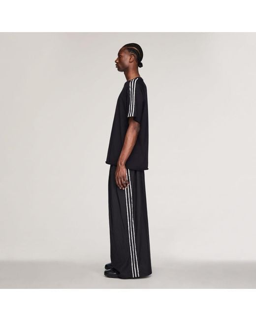 Adidas Black Y-3 Raw Edge 3 Stripes Wide Tracksuit Bottoms