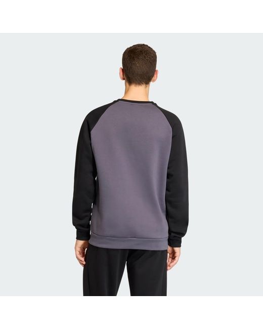 Adidas Gray Chest Stripes Crewneck Sweatshirt for men
