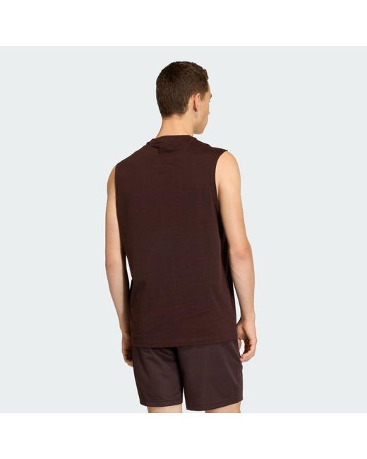 Adidas Brown Trefoil Essentials Sleeveless Tank Top for men