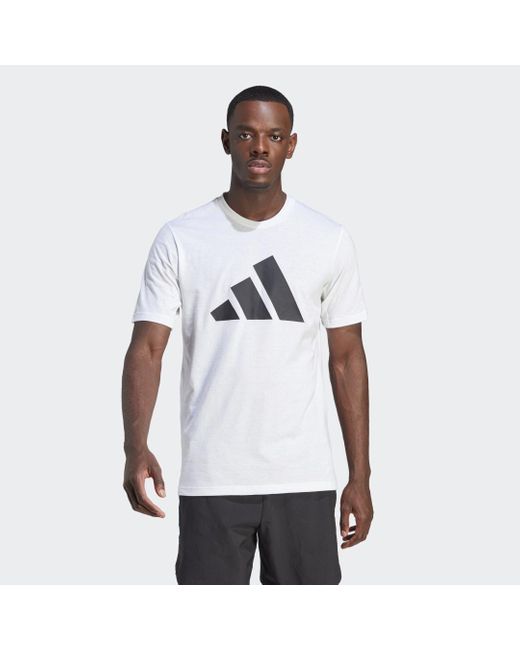 T-shirt da allenamento Train Essentials Feelready Logo di Adidas in White da Uomo