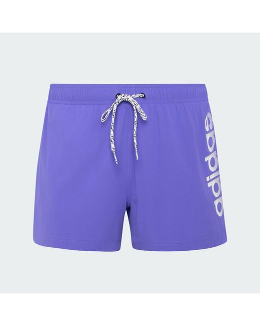 Adidas Blue Logo Stretchy Knit Swim Shorts 3 Inch for men