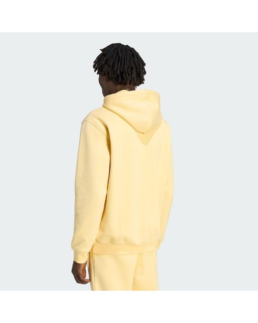 Adidas Yellow Trefoil Essentials Loose Hoodie for men