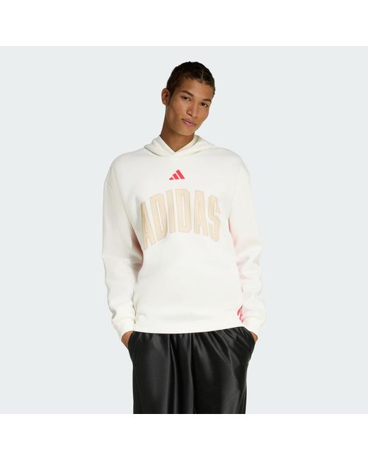 Adidas White Sweatshirt Adidas Stadium Graphic Hoodie Off/ Pure Ruby for men