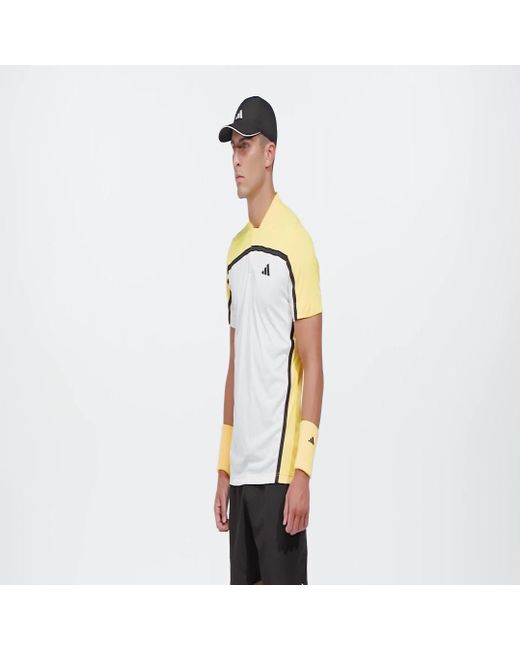 Adidas White Tennis Heat.Rdy Pro Freelift Henley Polo Shirt for men