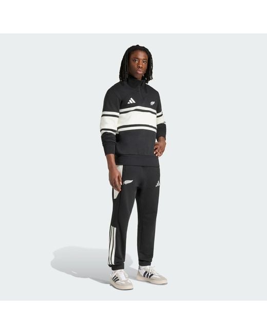 Adidas Black New Zealand Rugby Leisurewear Quarter Zip Sweatshirt for men