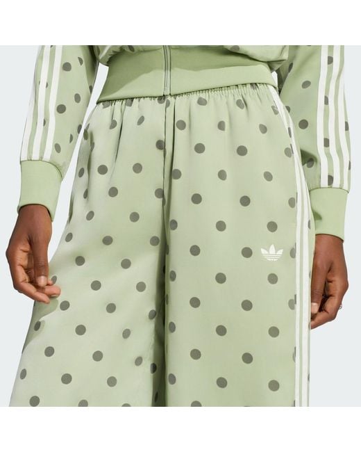 Adidas Green Satin Polka Dots Wide Leg Pant