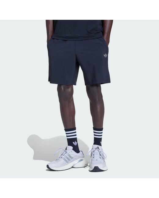 Adidas Blue Tech Trefoil Essentials Polyester Shorts for men