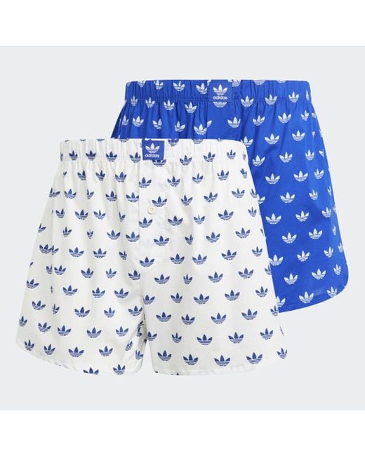 Adidas Blue Comfort Core Cotton Icon Woven Boxer Underwear for men