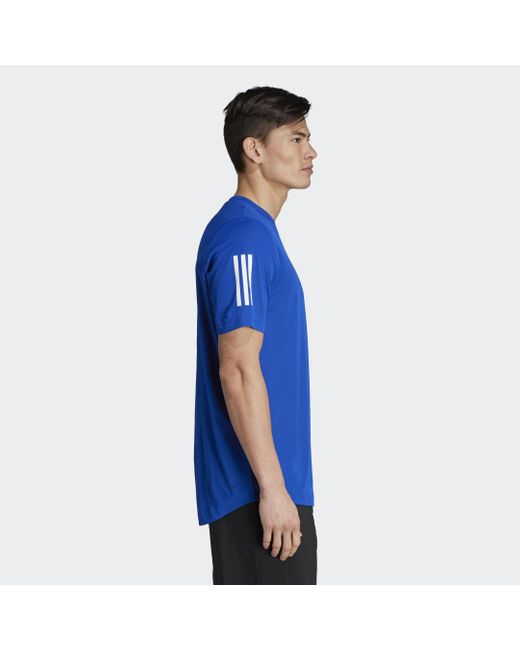 Camiseta Tenis Club 3 bandas adidas de hombre de color Azul | Lyst