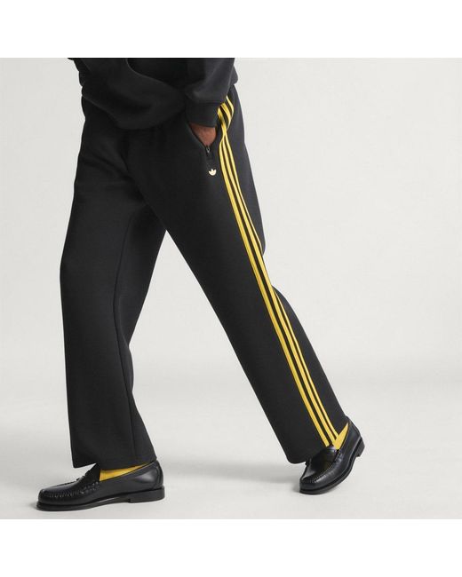 Adidas Black Classic Tipped Stripes Track Tracksuit Bottoms for men