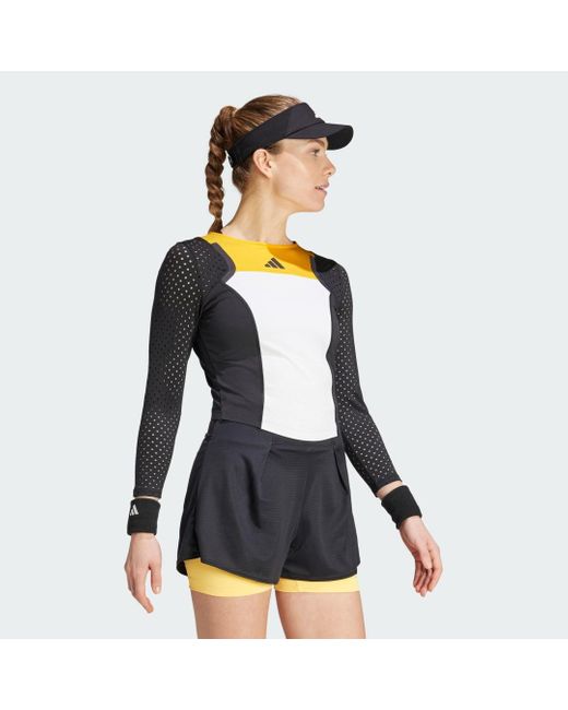 Adidas Black Tennis Heat.Rdy Cropped Freelift Long Sleeve Long-Sleeve Top