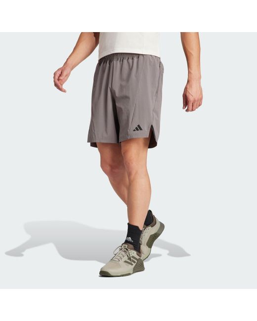 Adidas Gray Designed For Training Workout Shorts for men
