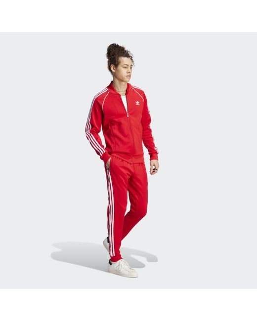 Adidas Red Adicolor Classics Sst Track Pants for men