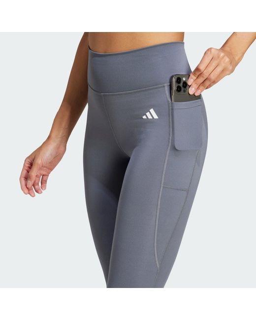 Adidas Blue Optimé Essentials Stash Pocket Full-Length Leggings