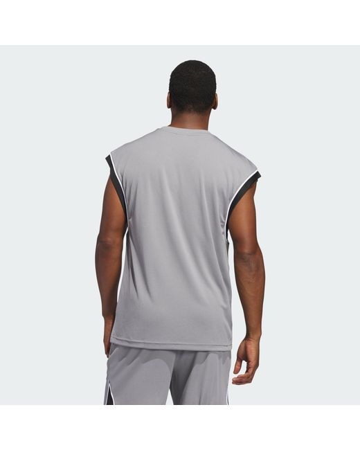 Adidas Gray Basketball All-World Sleeveless Tank Top for men