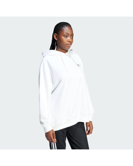 Adidas White Trefoil Oversized Hoodie