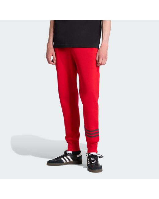 Adidas Red Street Neuclassics Cuffed Sweat Tracksuit Bottoms for men