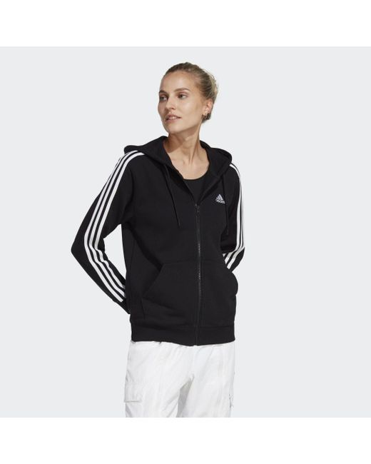 Adidas Essentials 3-stripes Regular Full-zip Hoodies in het Black