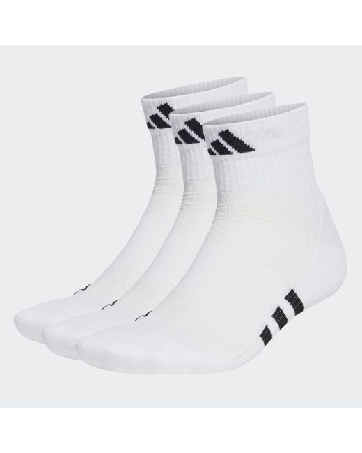 Adidas White Performance Cushioned Mid-cut Socks 3 Pairs