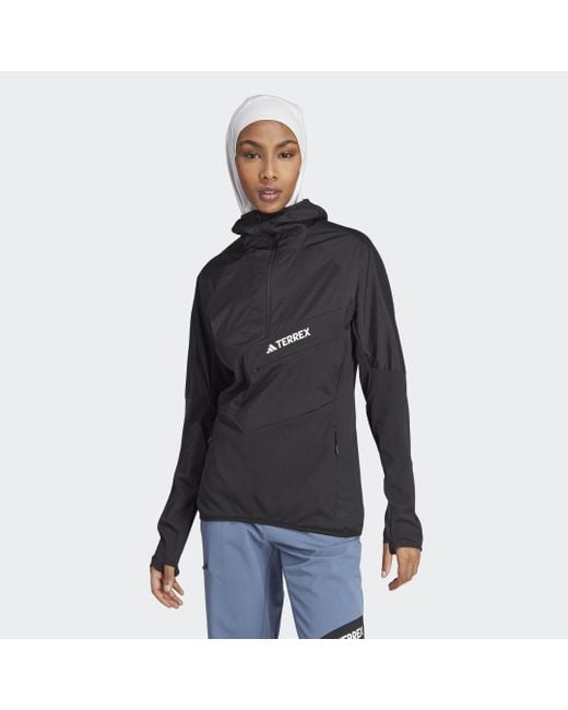 Adidas Black Techrock Ultralight 1/2-zip Hooded Fleece Jacket