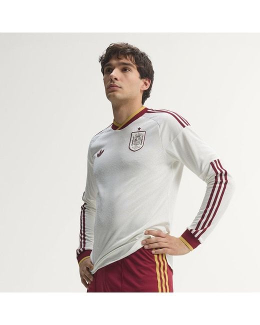 Adidas Gray Spain 26 Away Authentic Long Sleeve Jersey for men