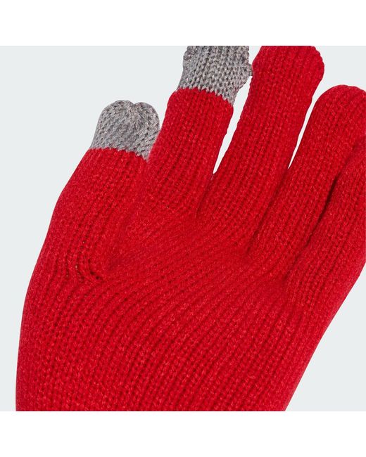 Adidas Red Logo Knit Gloves
