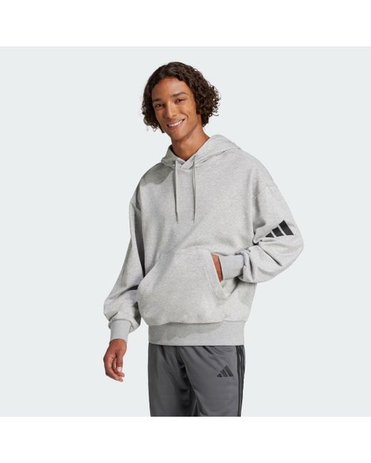 Felpa Con Cappuccio Essentials Loose-Fit 3 Bar Logo French Terry di Adidas in Gray da Uomo