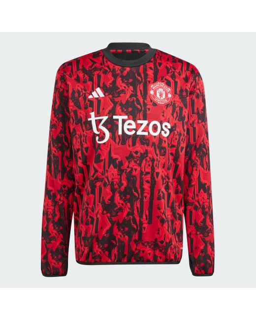 Adidas Red Manchester United Pre-Match Warm Top for men