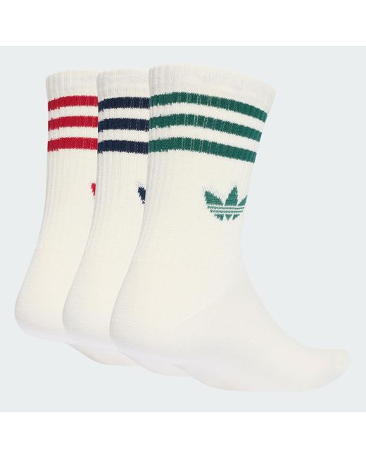 Adidas White 3-Stripes Crew Socks 3 Pairs