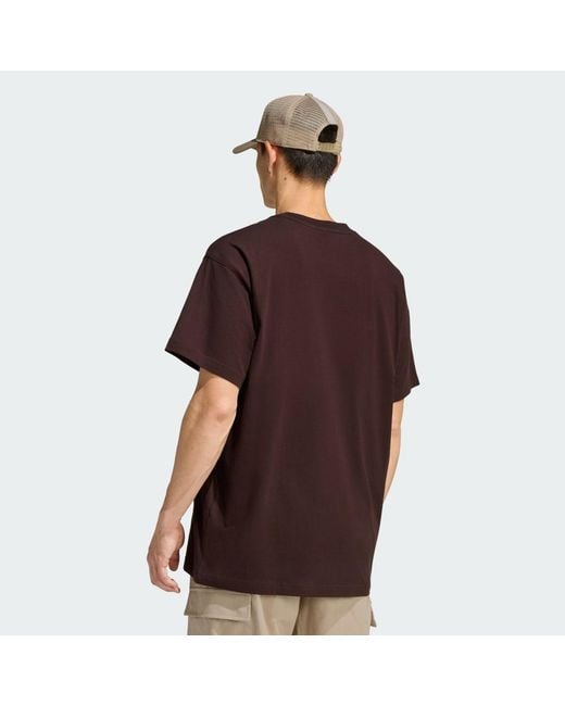 Adidas Brown Trefoil Essentials Oversized T-Shirt for men