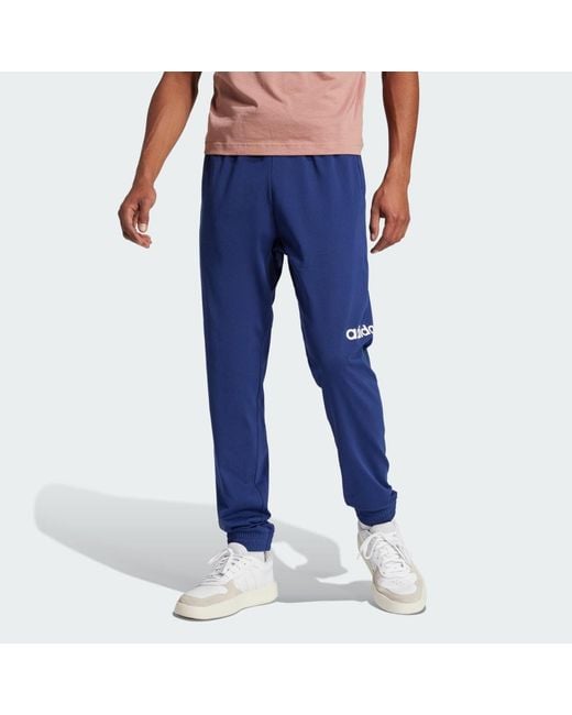 Adidas Blue Essentials Linear Single Jersey Joggers for men