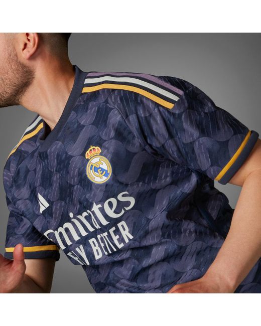 Adidas Blue Real Madrid 23/24 Away Authentic Jersey for men