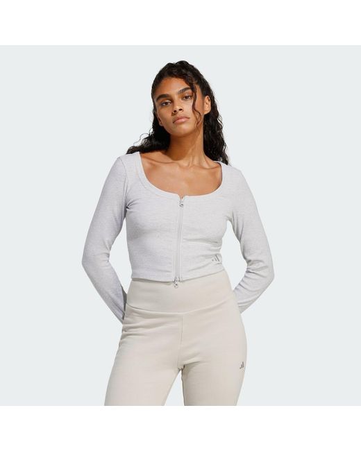 Adidas Gray Seasonal Essentials Rib Cardigan