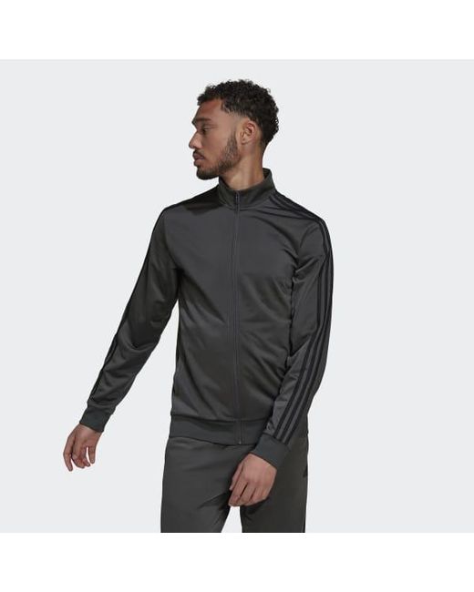 adidas Synthetic Primegreen Essentials Warm-up 3-stripes Track Jacket in Grey (Gray) for Men - Lyst