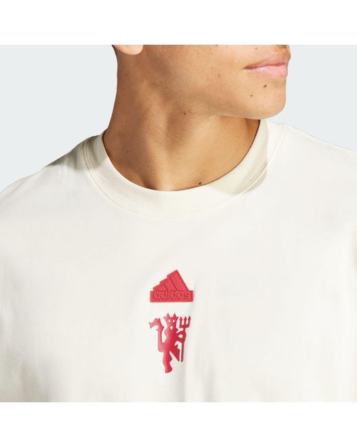 adidas Manchester United Lfstlr Oversized T-shirt in White for Men | Lyst UK